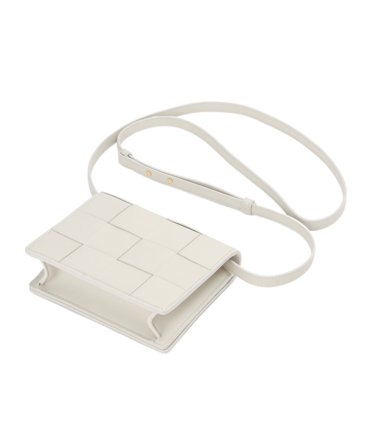 Bottega Veneta Mini Cassette Woven Clamshell Shoulder Bag In White
