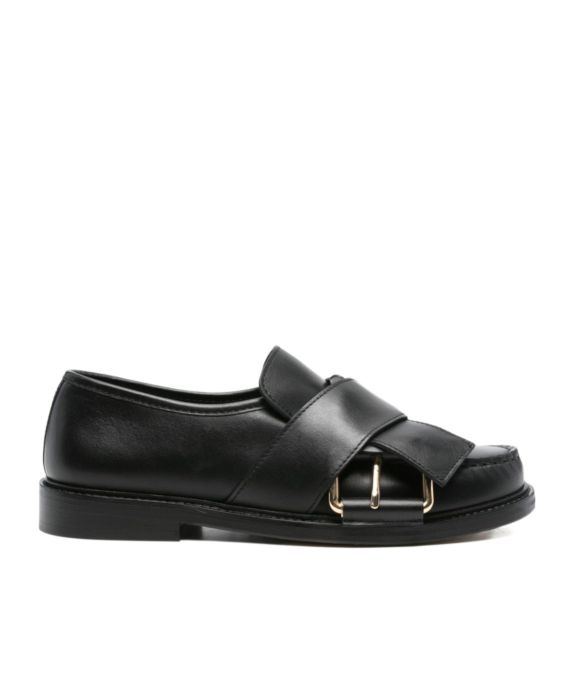 Moschino Round Toe Loafers In Black