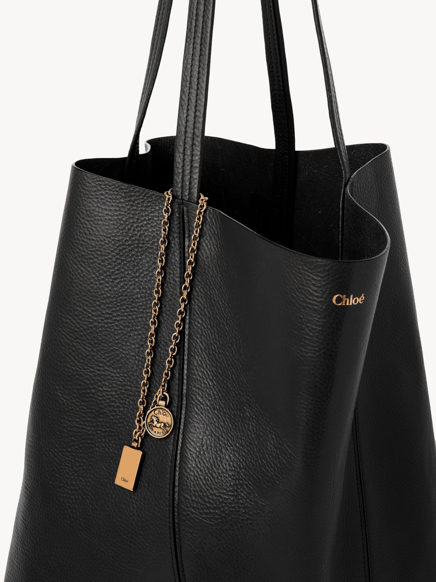 Chloé Large Spin Tote Bag In Black