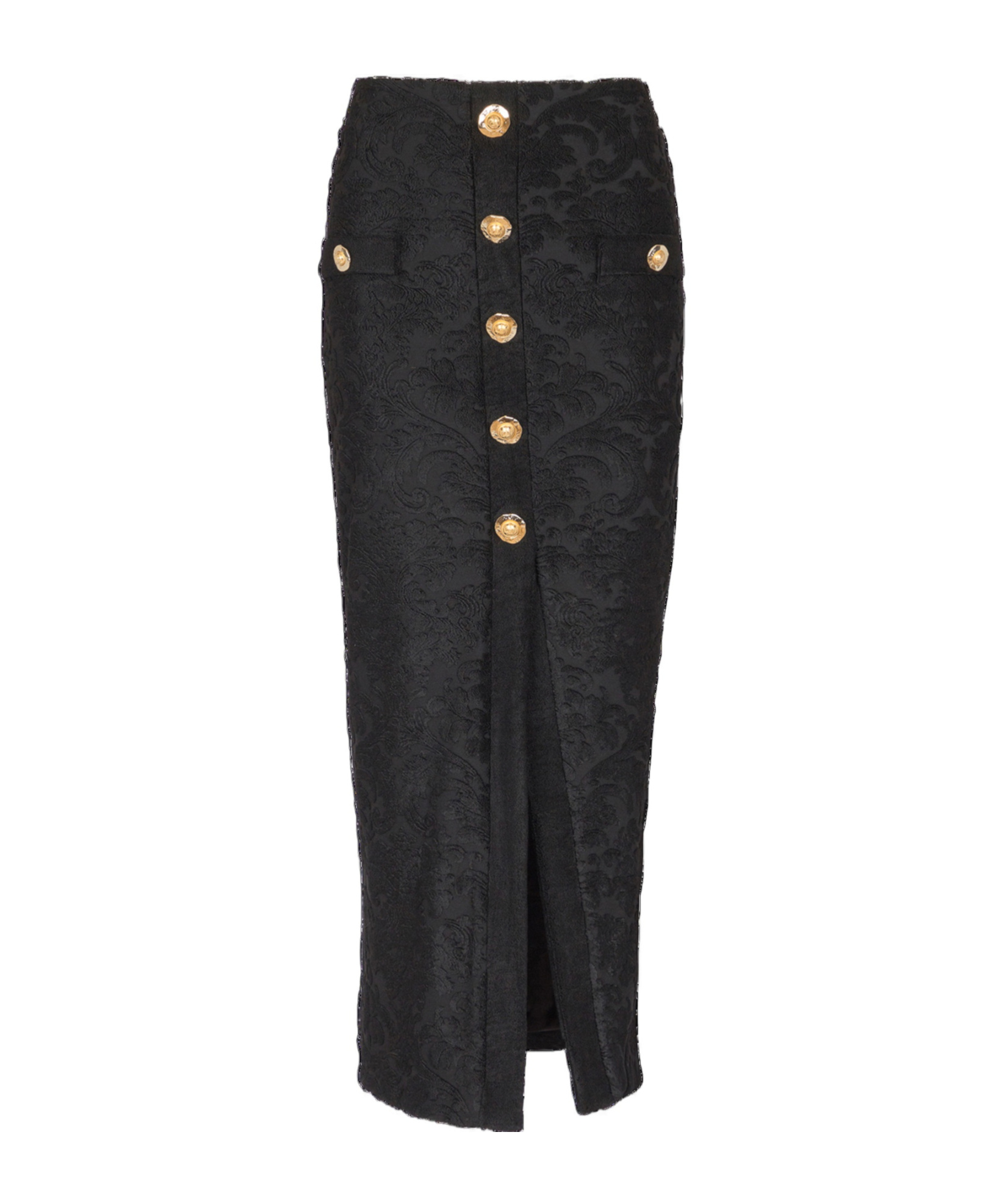 Balmain Baroque Pattern Midi Skirt In Black