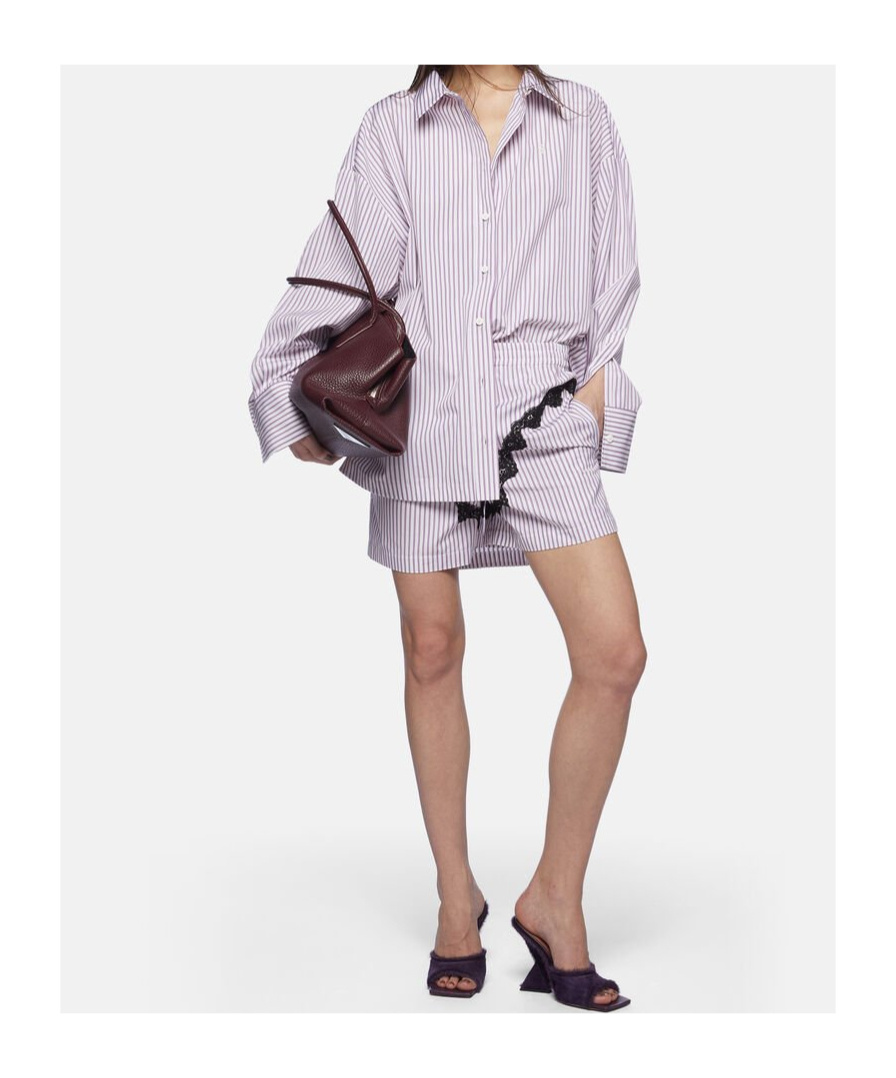 Attico Mini Striped Short Pants For Women In Purple