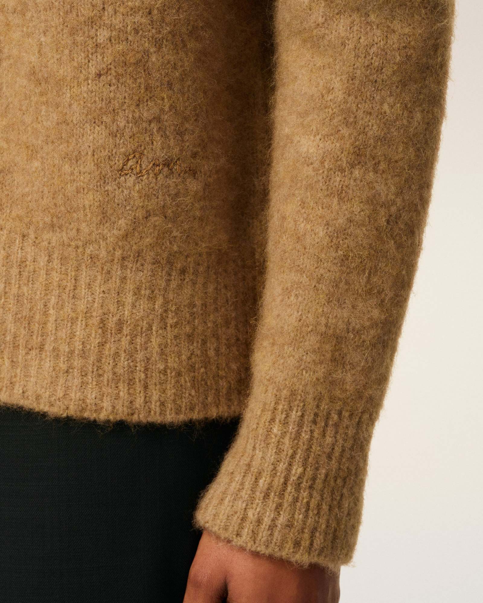 Ami Alexandre Mattiussi Alpaca And Wool Blend Long Sleeve Polo In Brown