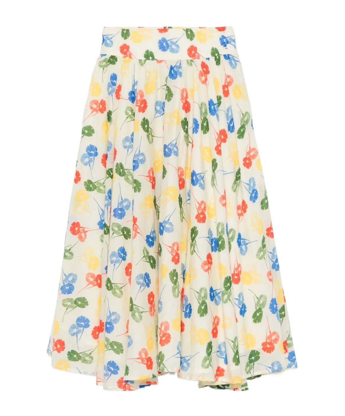 Bode Flower Stamp Skirt In White And Multicolour