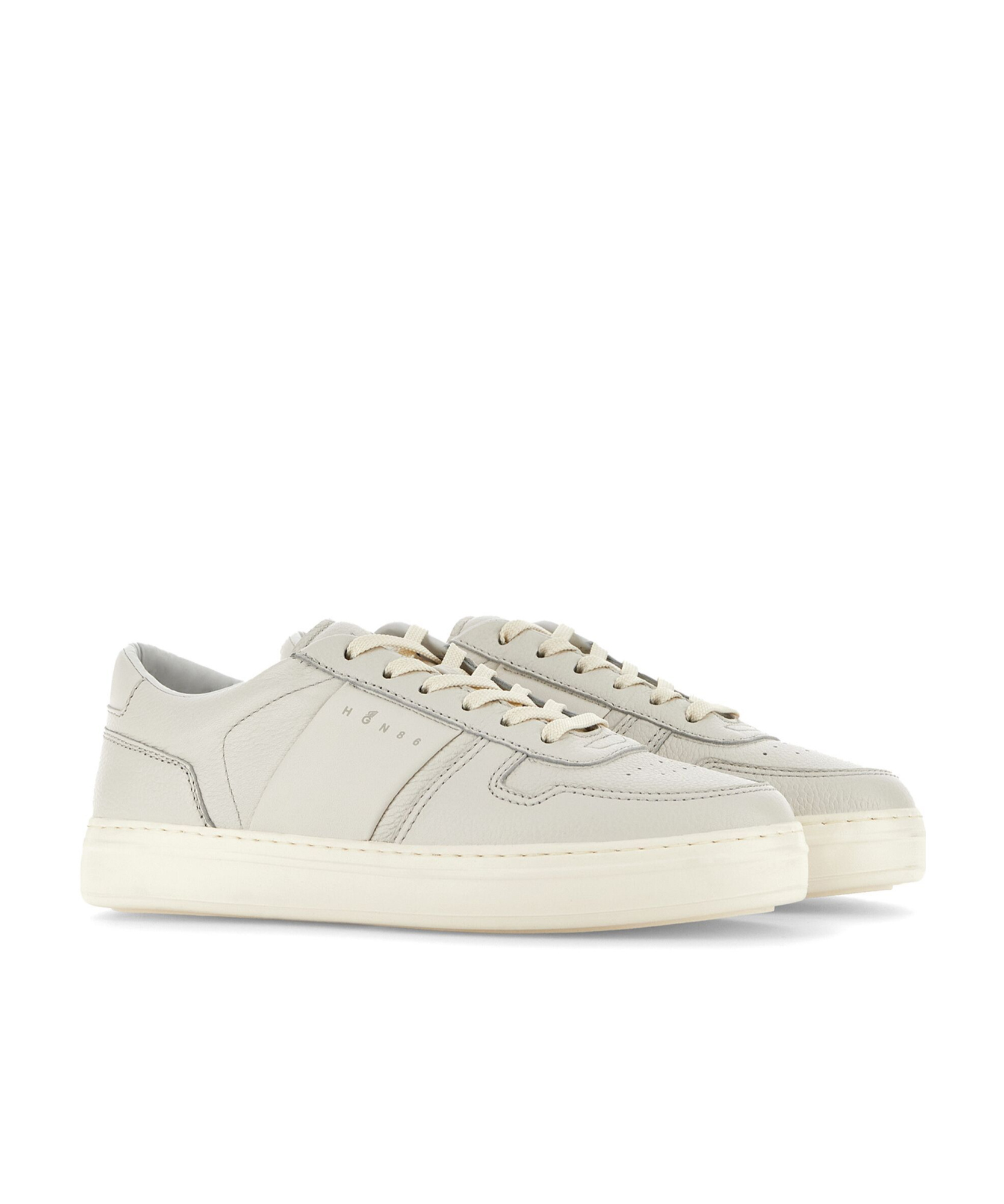 Hogan Smooth And Suede Leather H-tv Sneakers In White