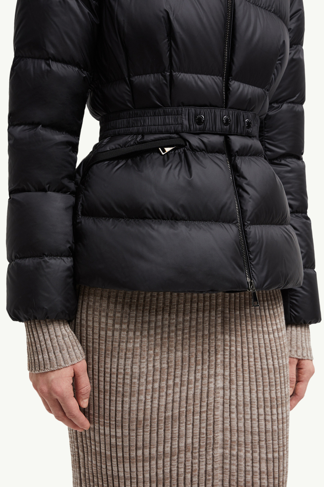 Moncler Boed Hooded Shearling-trimmed Short Down Jacket In Black