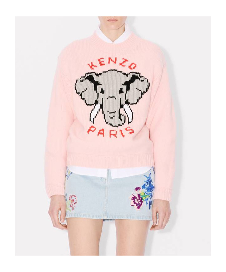 Kenzo Elephant Pattern Sweater In Pink