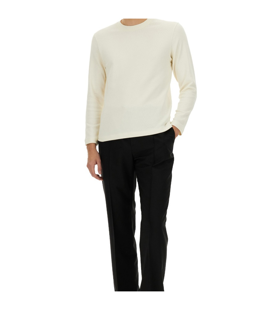 Theory Mattis Waffle Knit Long Sleeve T-shirt In White