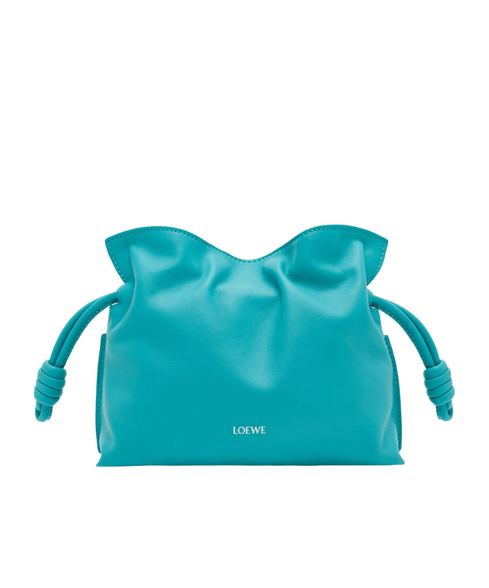 Loewe Flamenco Mini Clutch Bag In Napa Leather With Golden Foil Anagram In Green