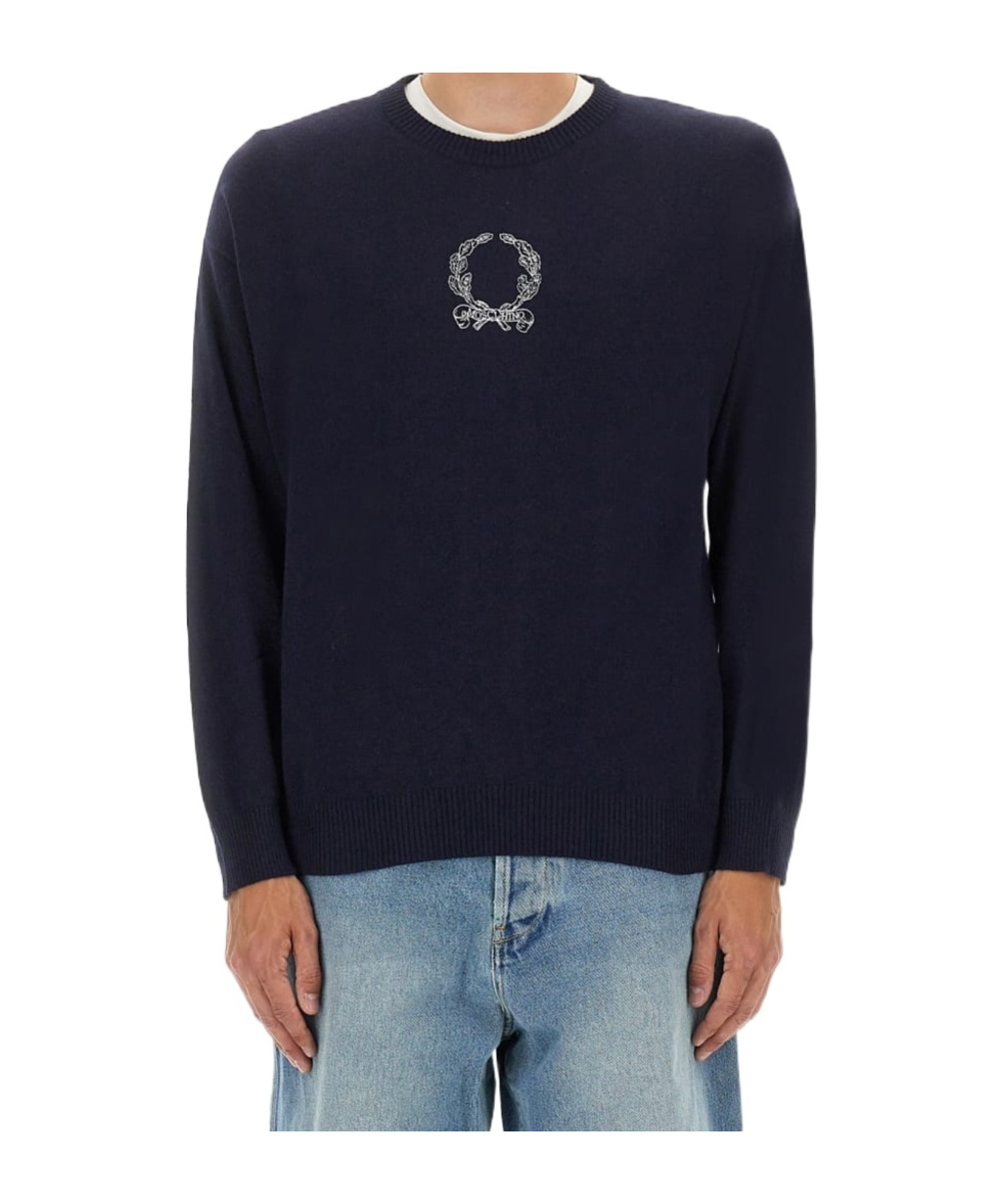 Moschino Logo-embroidered Crew-neck Sweater In Black