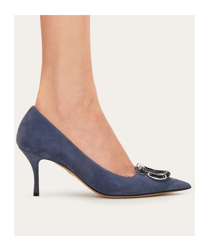 Ferragamo Maxi Gancini High Heels In Blue