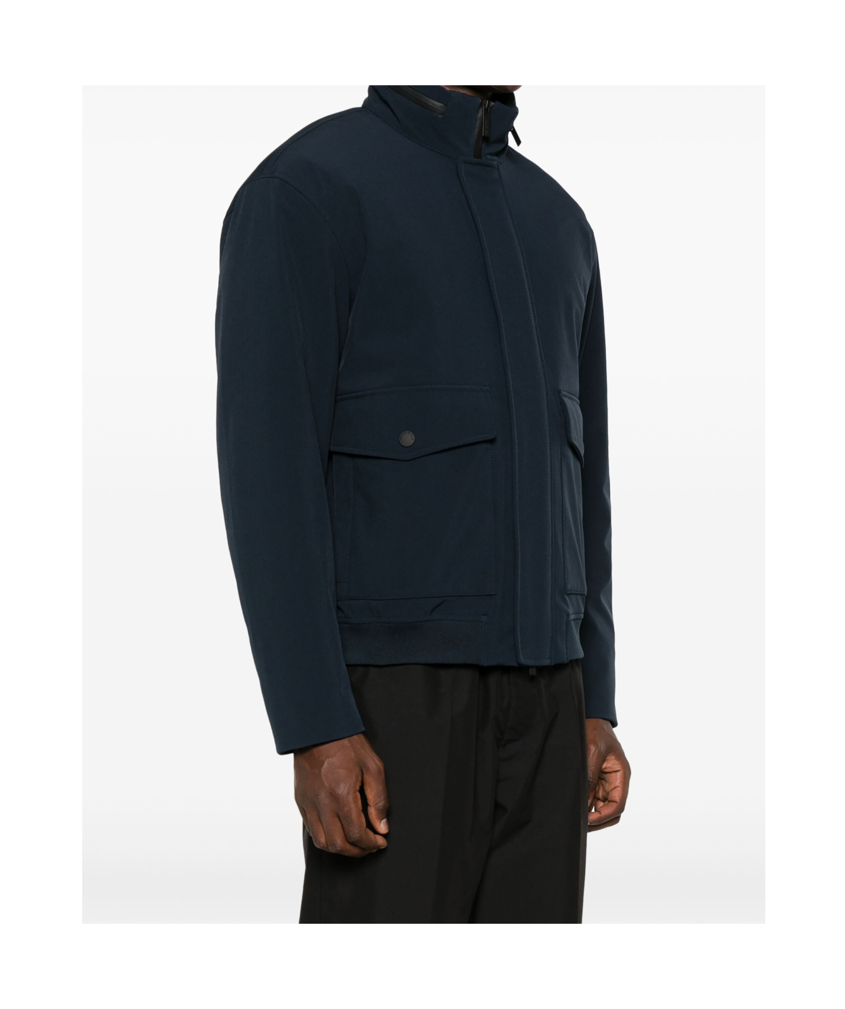 Woolrich Soft Shell Bomber Jacket In Black