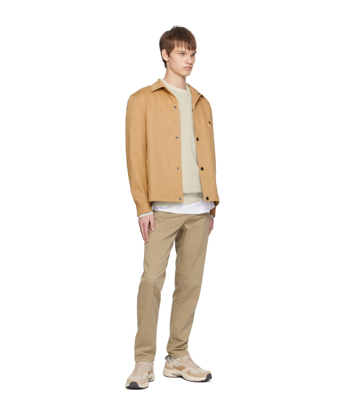 Hugo Boss Relaxed-fit Snap Casual Jacket In Brown