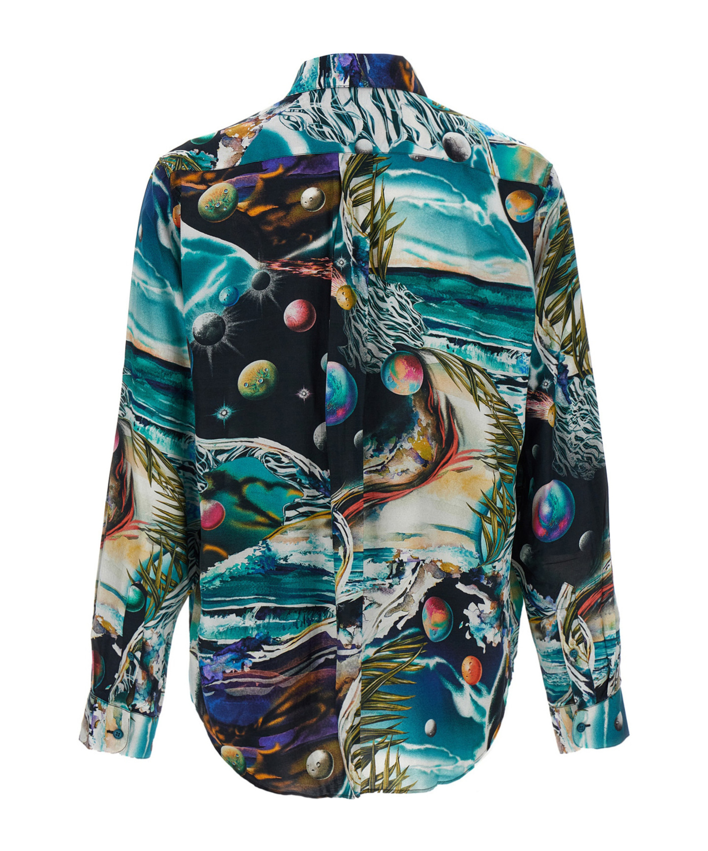 Martine Rose Green Turquoise Space Classic Graphic-print Regular-fit Woven Shirt In Blue