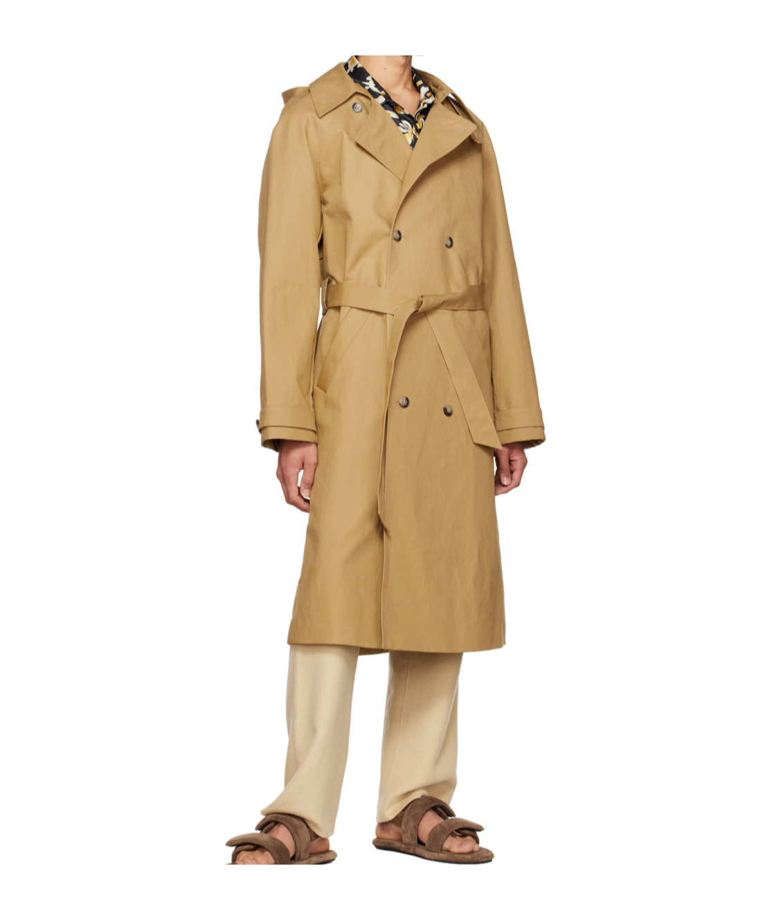 Nanushka Hooded Trench Coat In Nude