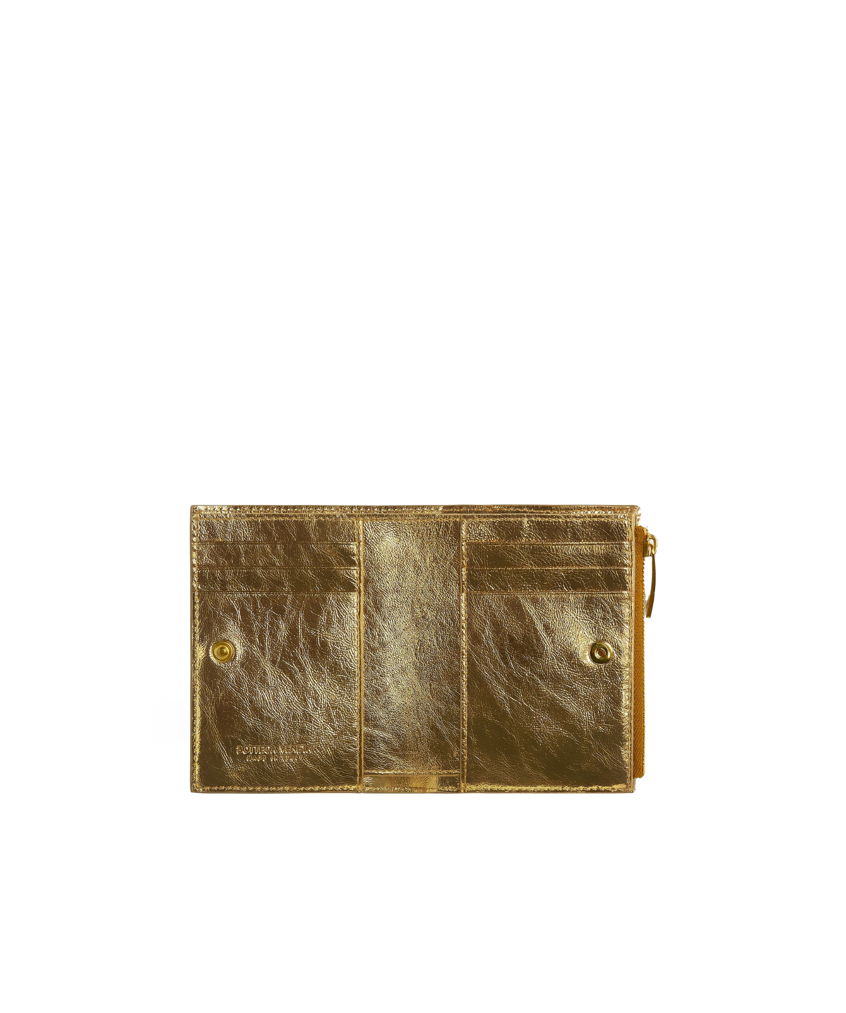 Bottega Veneta Woven Double Fold Zipper Wallet In Yellow
