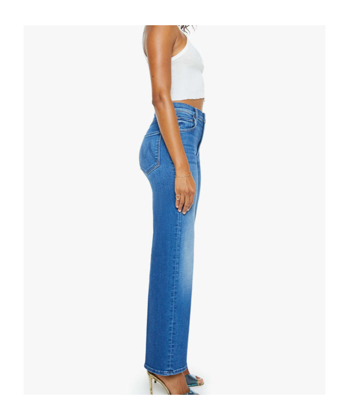 Mother Rambler Zip Flood High-waisted Jeans In Nip It In The Bud In Blue