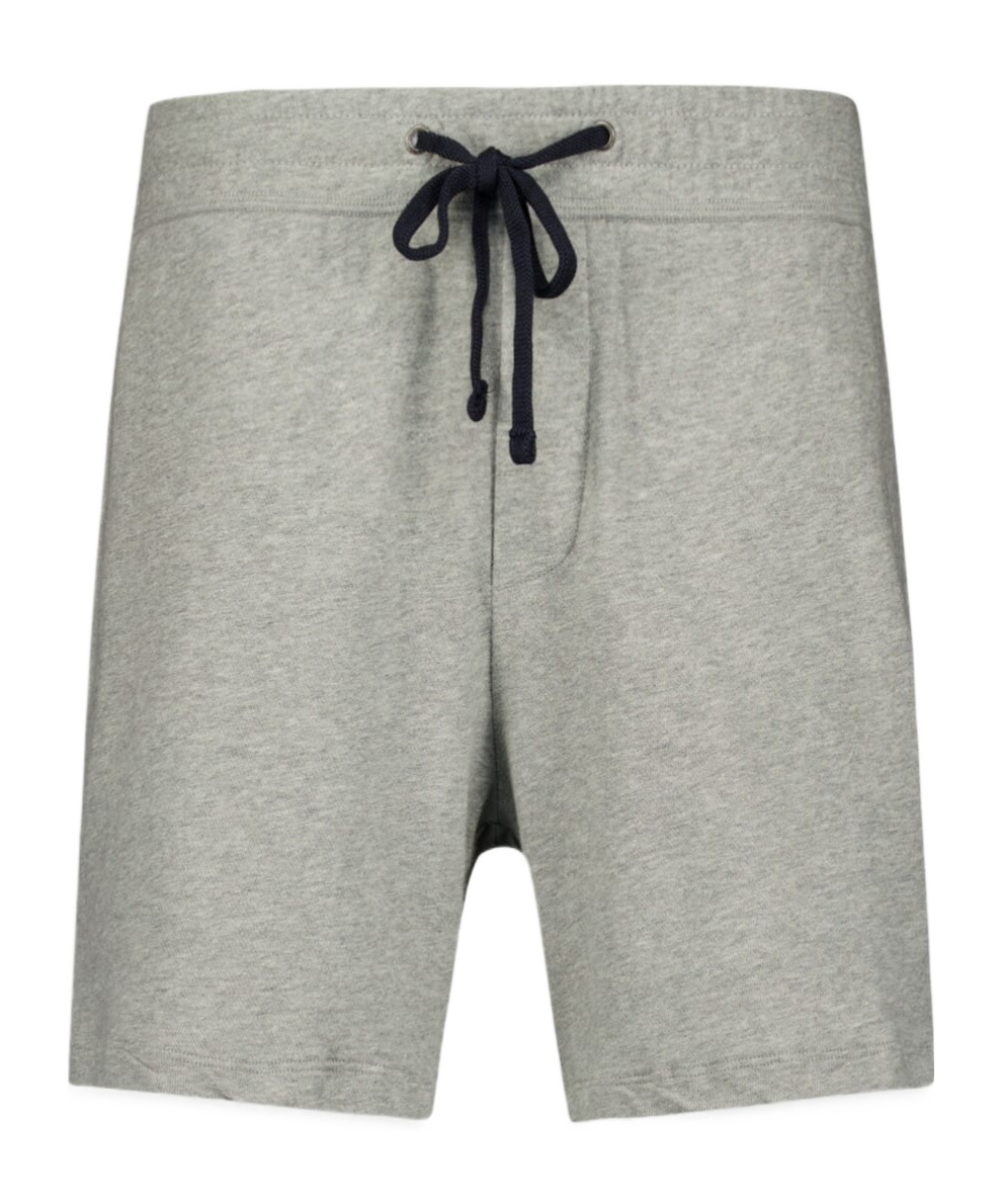 James Perse Mélange-effect Cotton Shorts In Gray