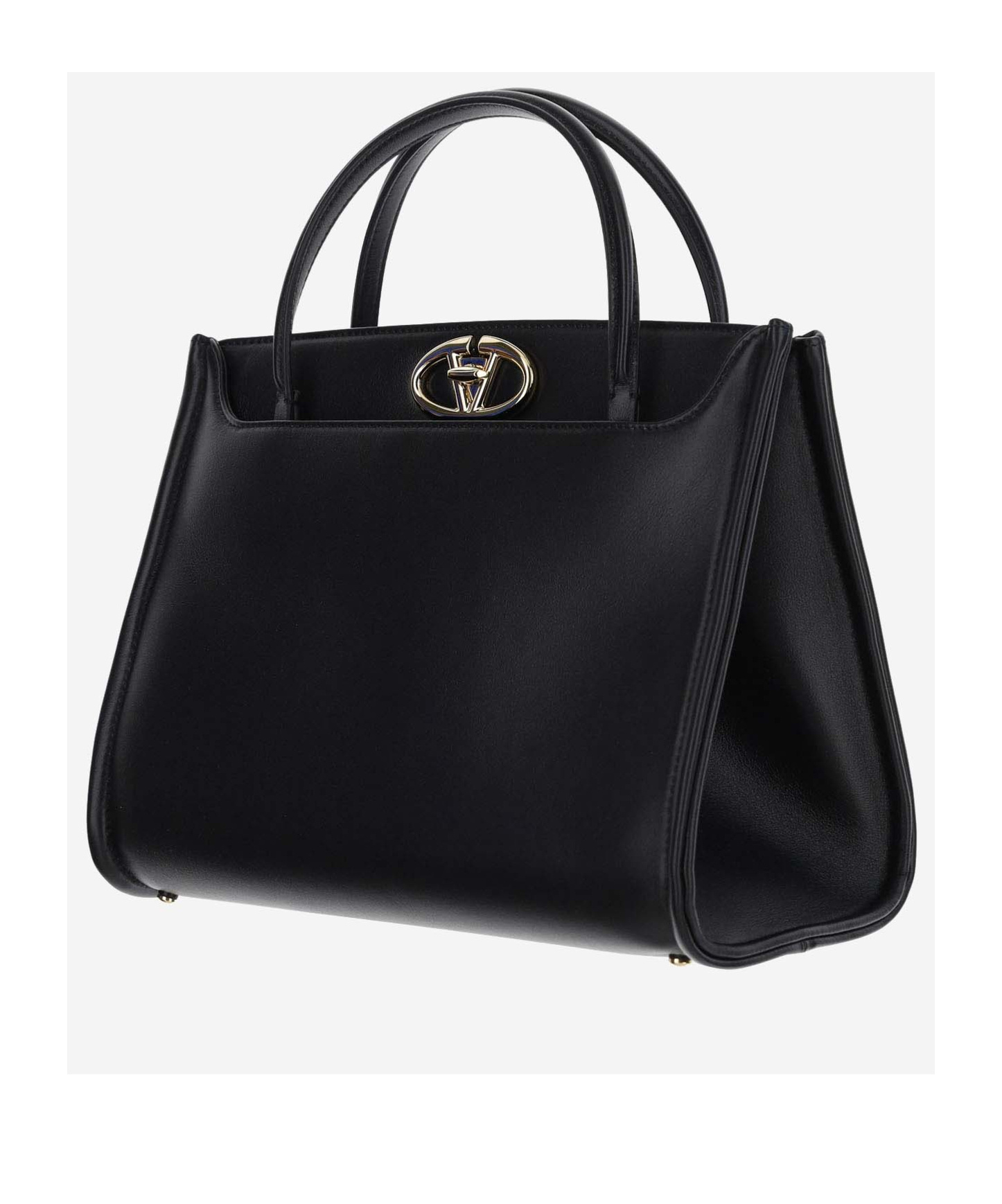 Valentino Black Small Vlogo Locker Leather Satchel In Black
