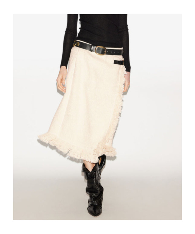 Isabel Marant Galla Cotton And Linen Wrap Skirt In Neutral