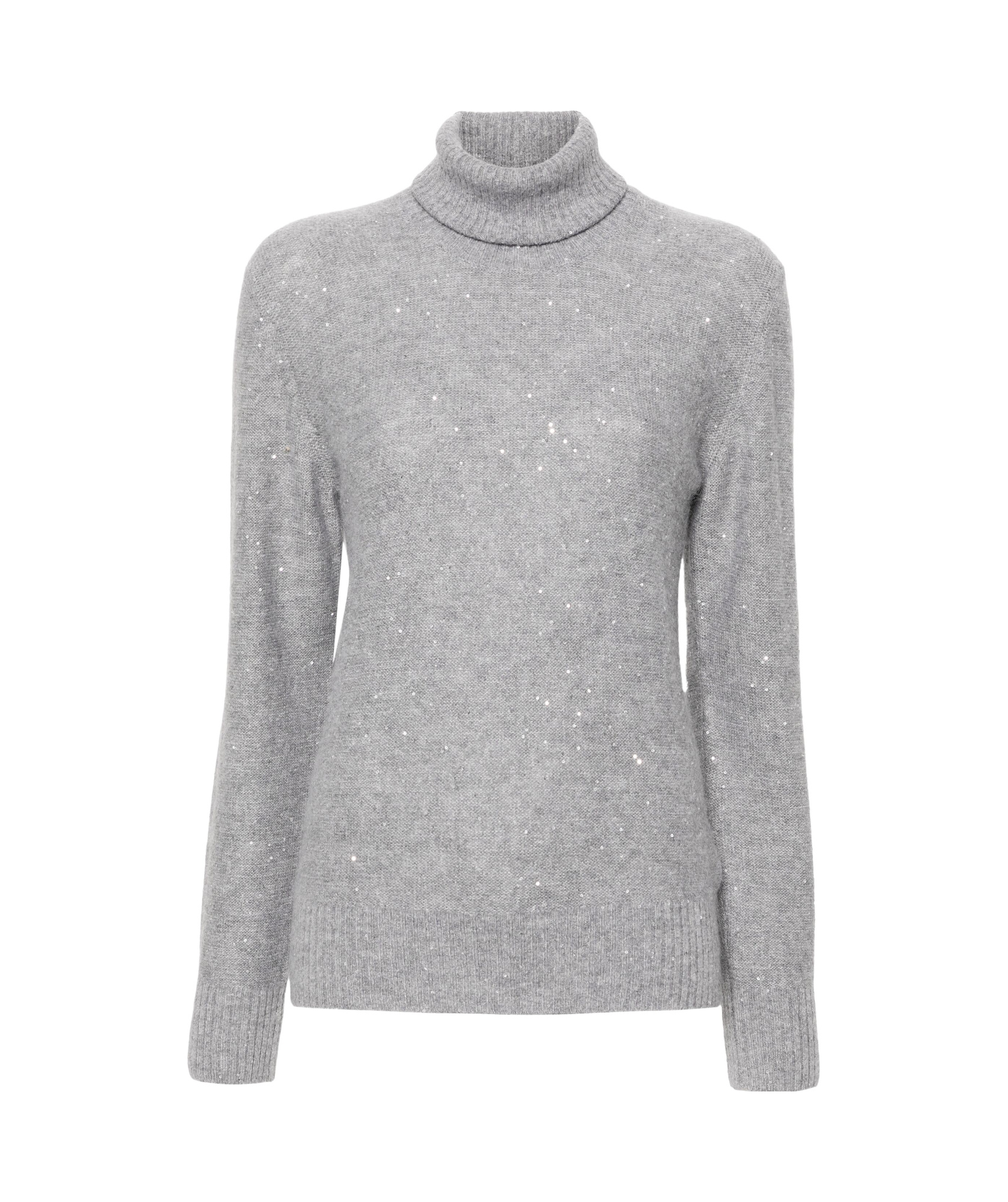 Fabiana Filippi Luxurious Knit Turtleneck Sweater With Cashmere Blend And Elegant Detailing In Gray