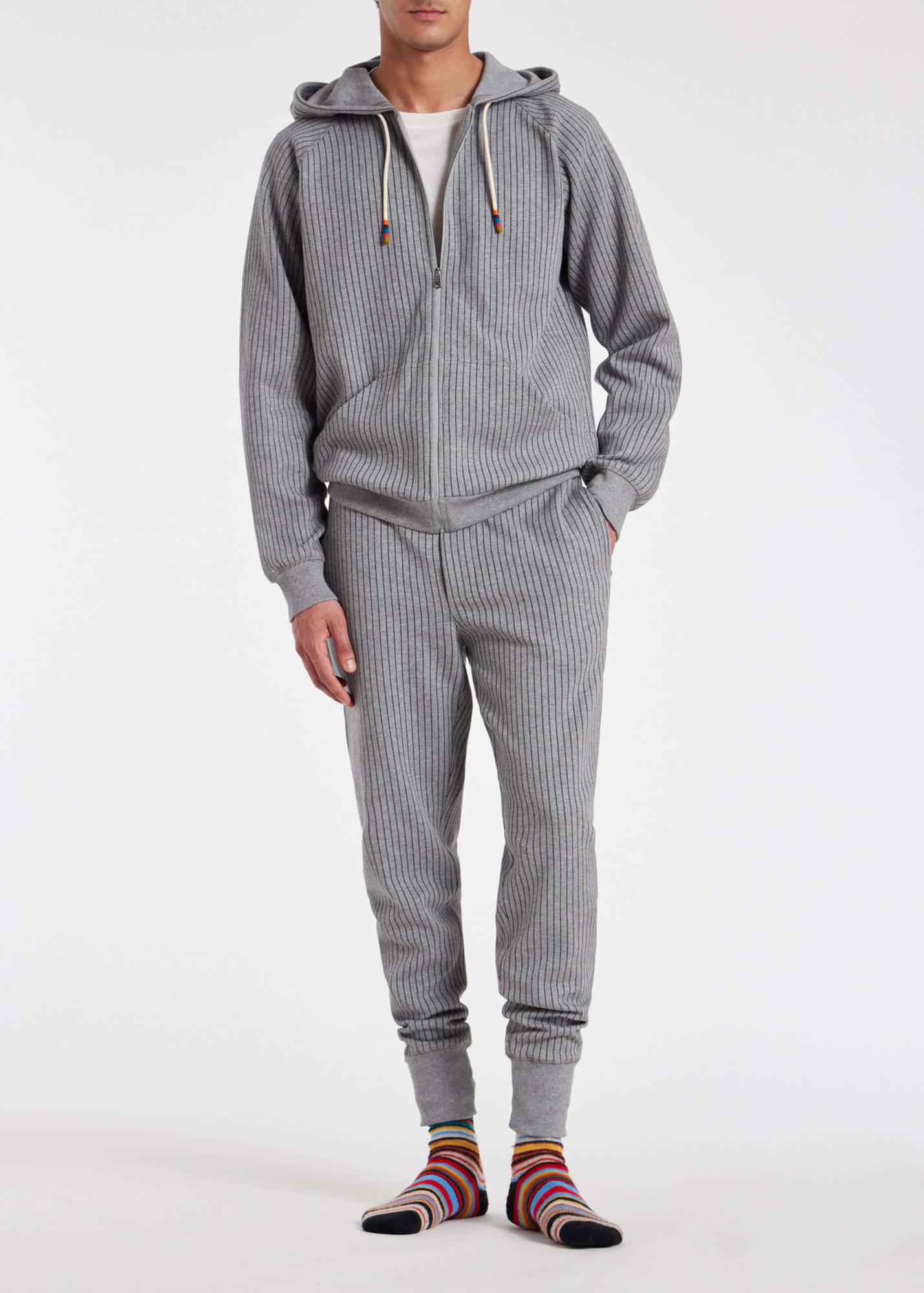 Paul Smith Pinstripe-pattern Track Pants In Gray