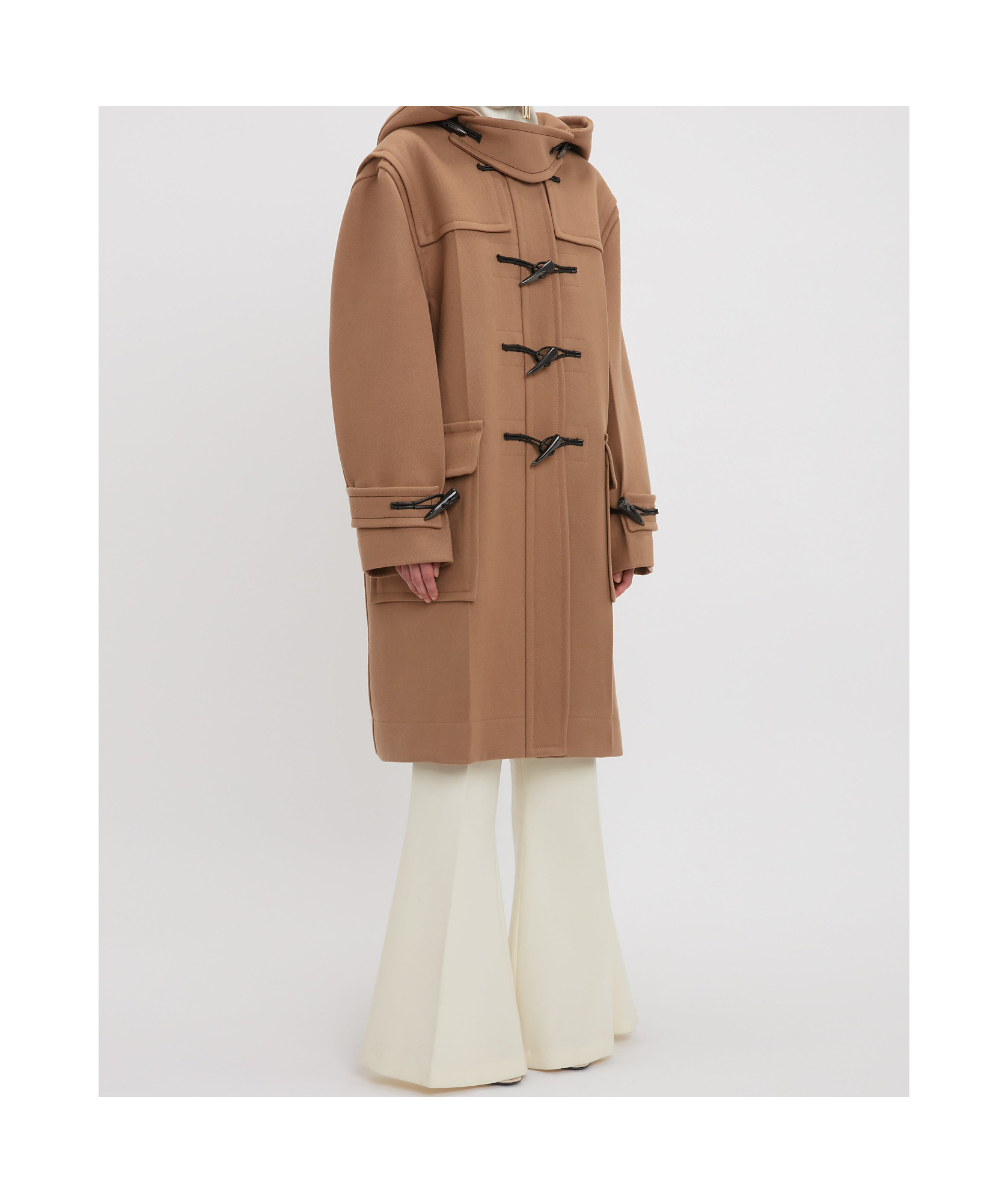 Victoria Beckham Long-sleeved Tweed Coat In Brown
