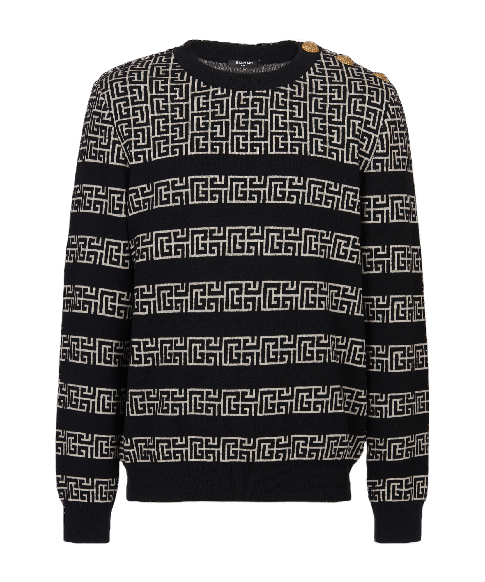 Balmain Pb Labyrinth Ribbed Jumper In Black