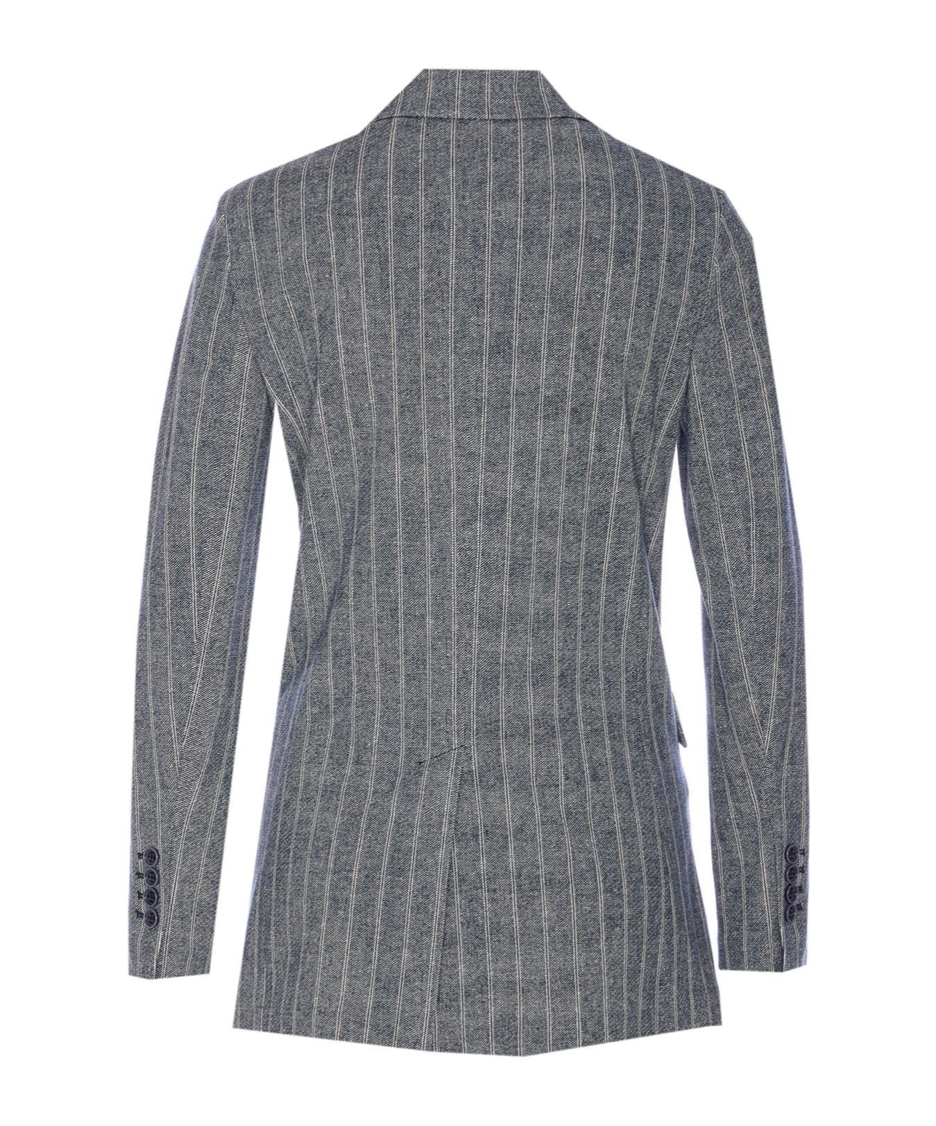 Shop Circolo 1901 Pinstriped Double-breasted Blazer In Gray