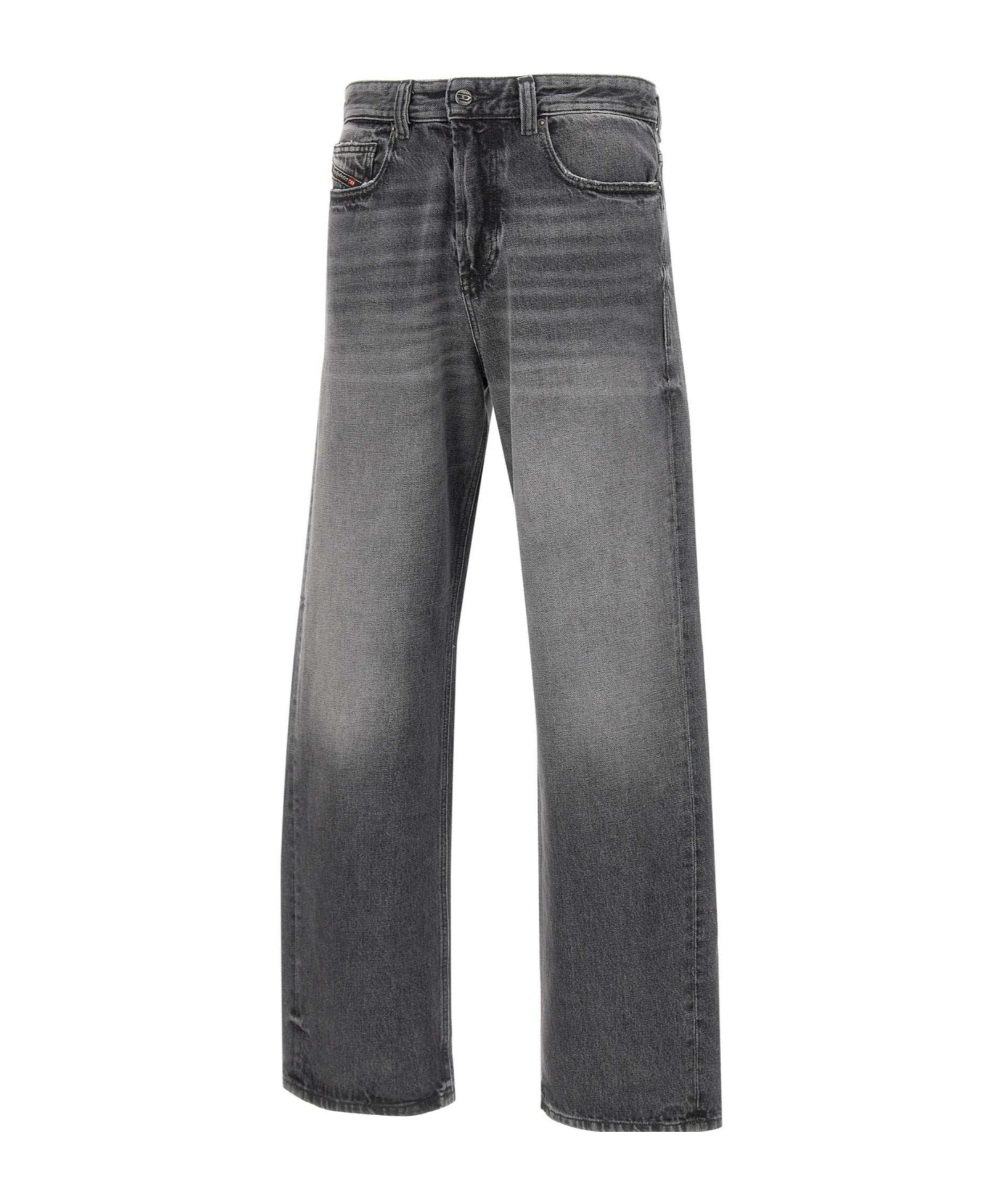 Diesel Straight Trousers With Faded Effect And Belt Loops In Black