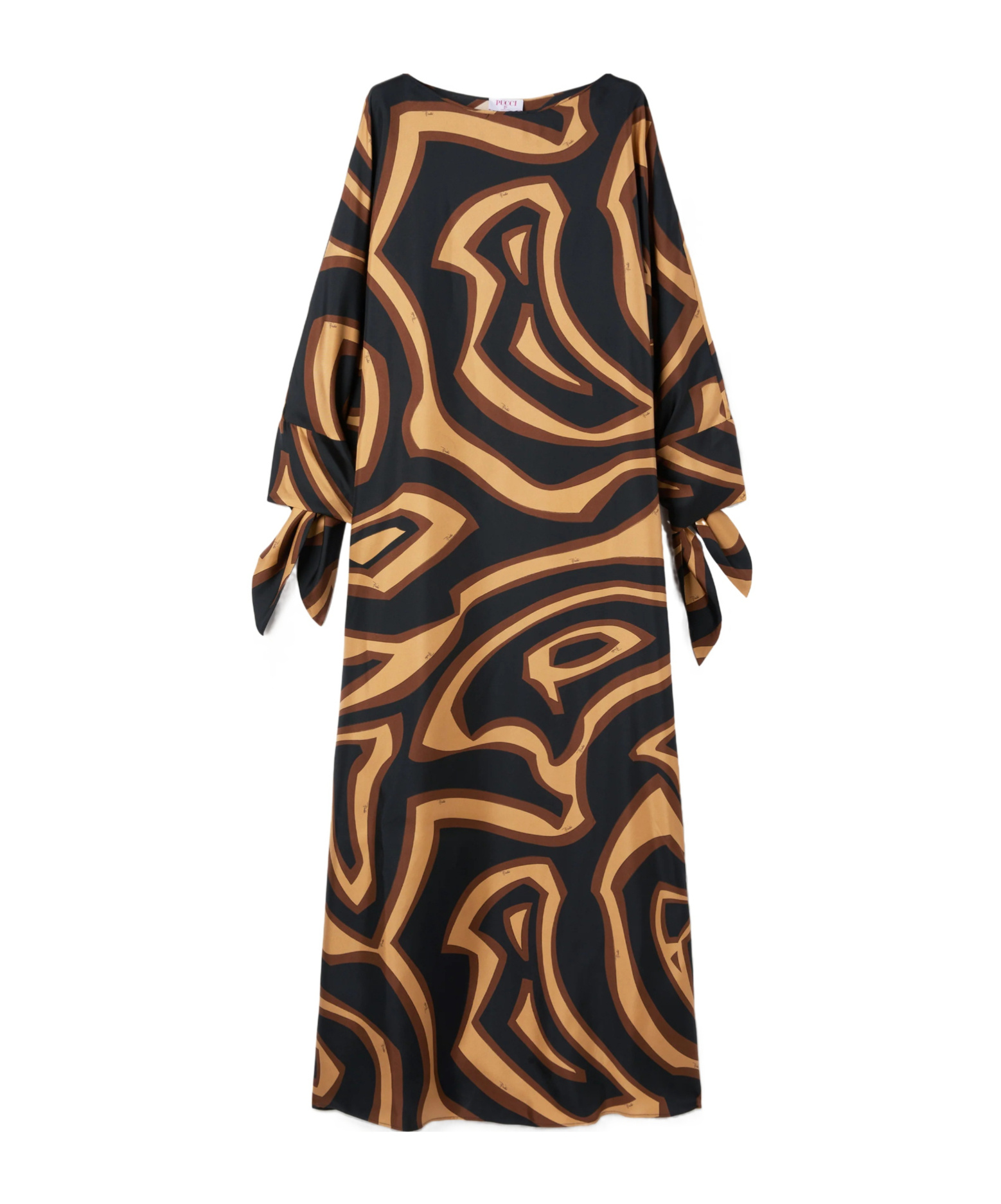 Pucci Labirinto Silk Satin Kaftan In Brown