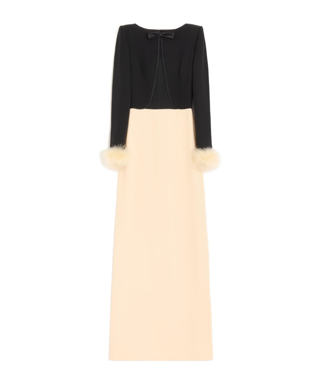 Valentino Cady Couture Long Dress With Feathers In Metallic