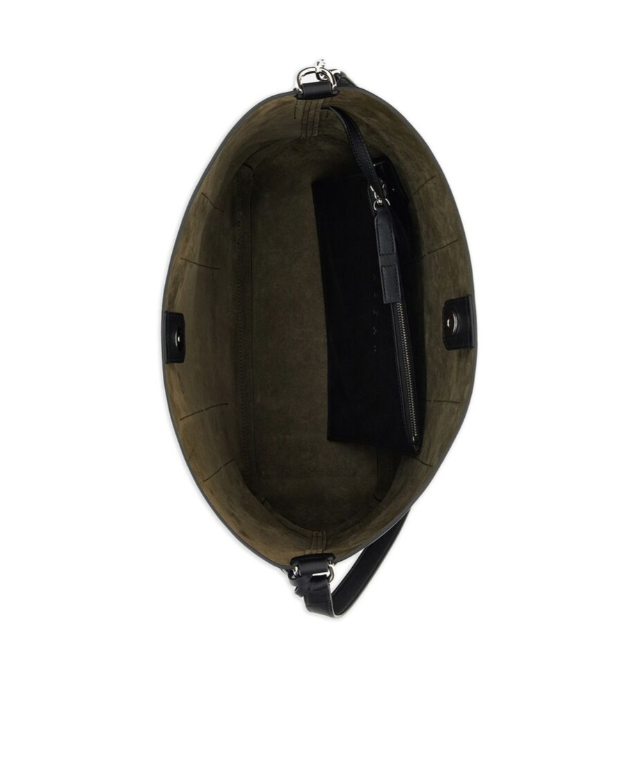 Hogan Medium Leather Shoulder Bag With Adjustable Strap In Black