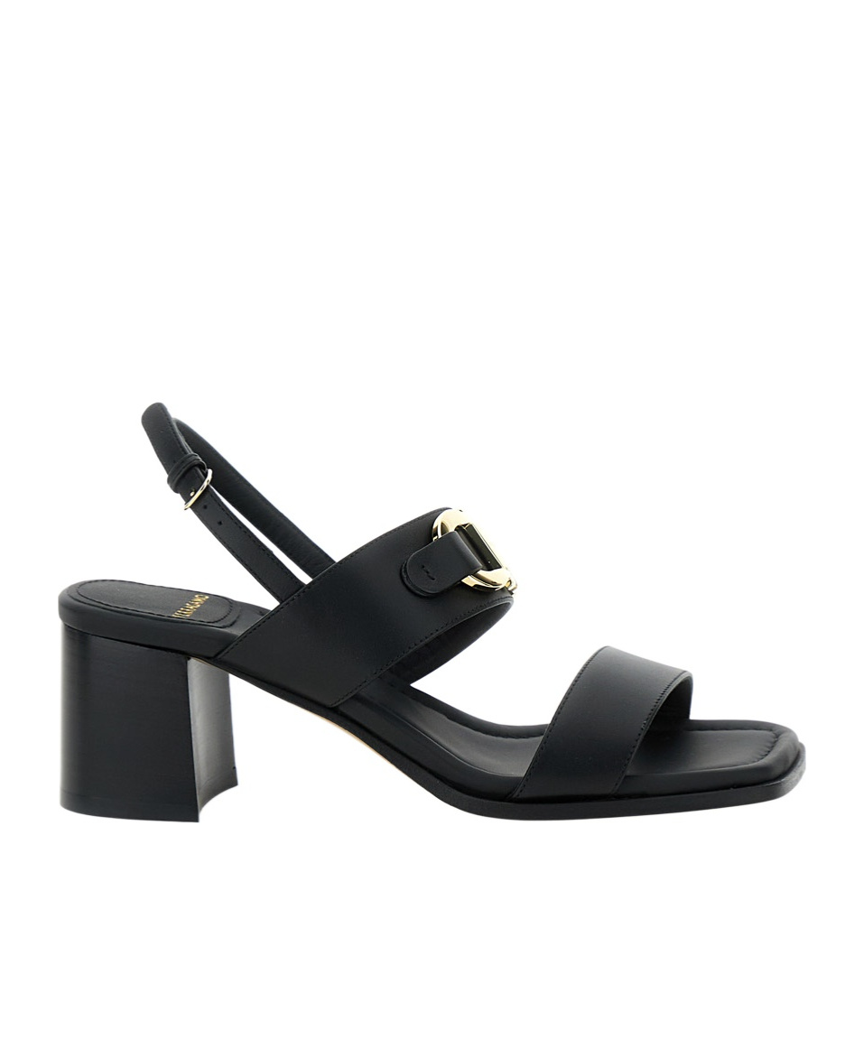 Ferragamo Sandals Block Heel Gancini Buckle In Black