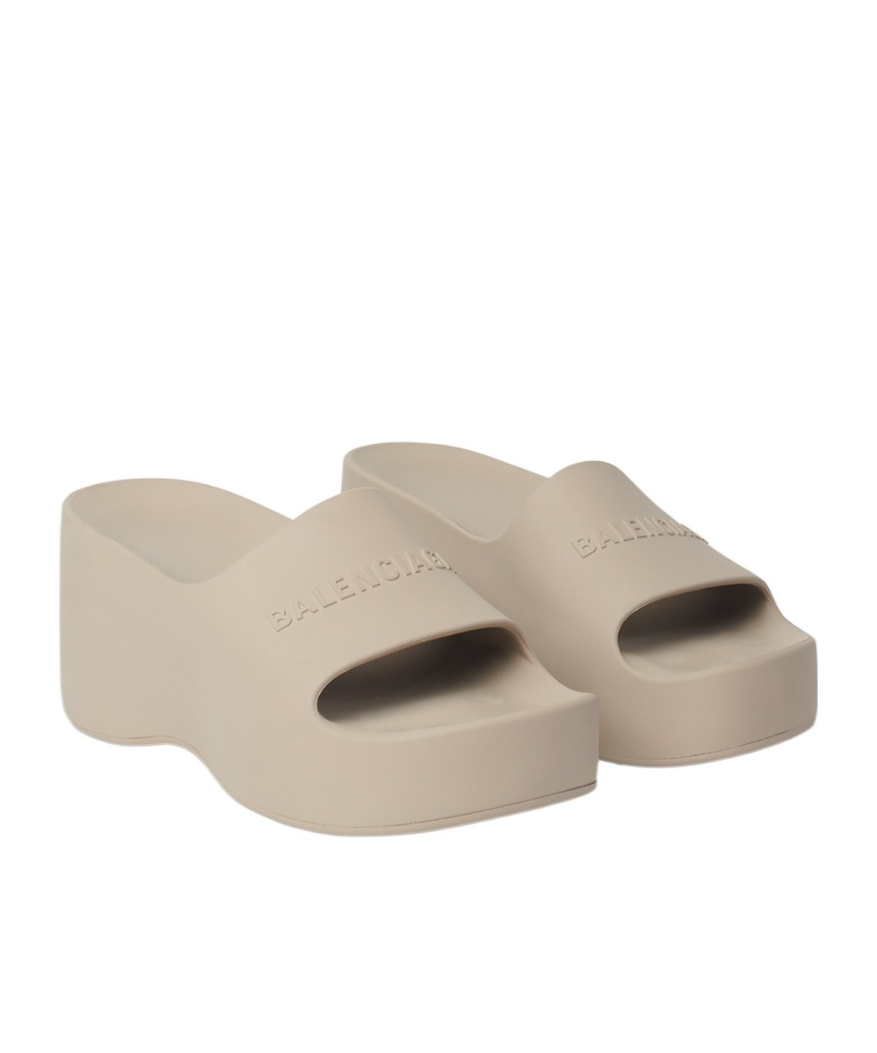 Balenciaga Chunky-wedge Platform Slides In Nude