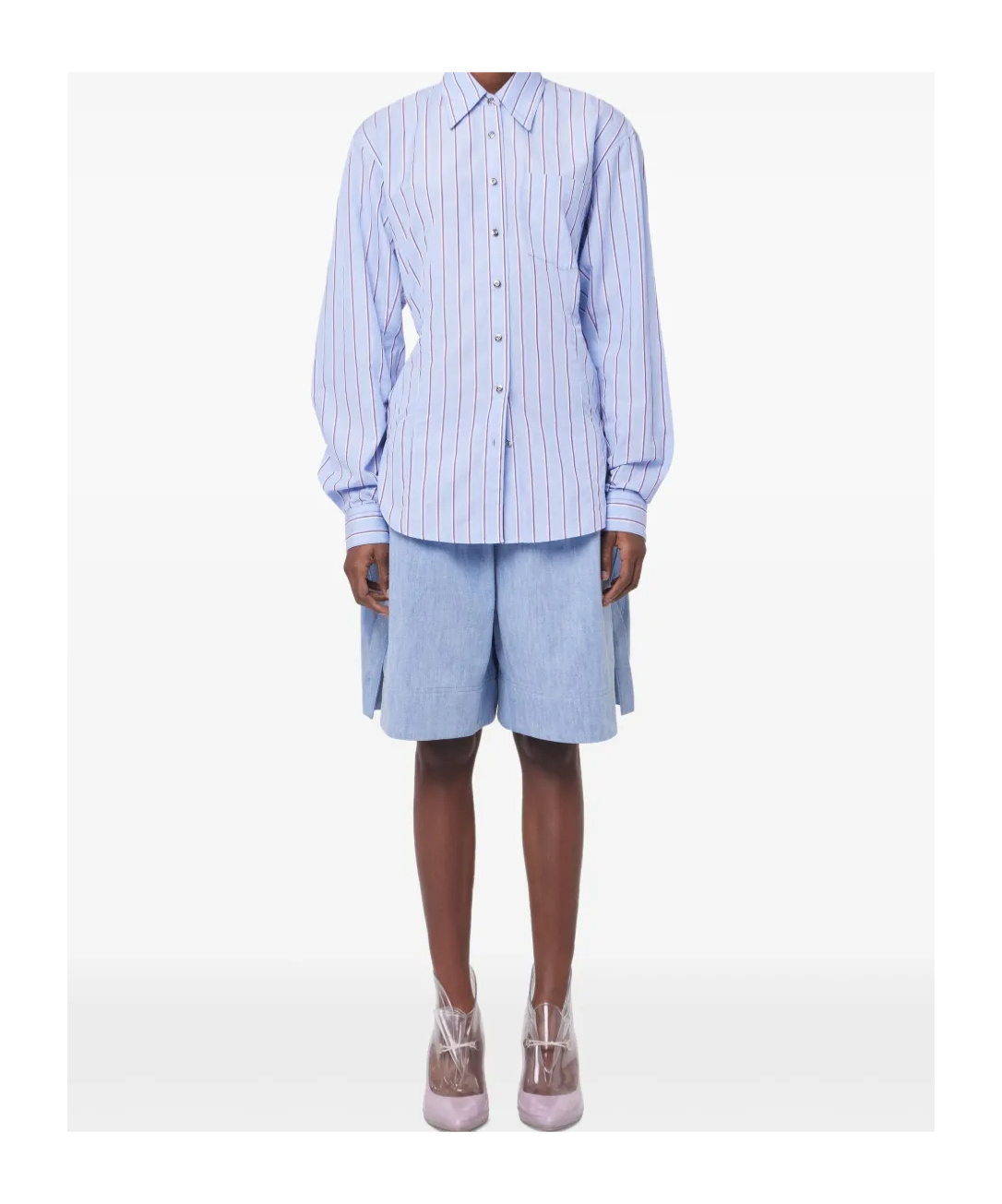Shop Rabanne Striped Shirt In Blue
