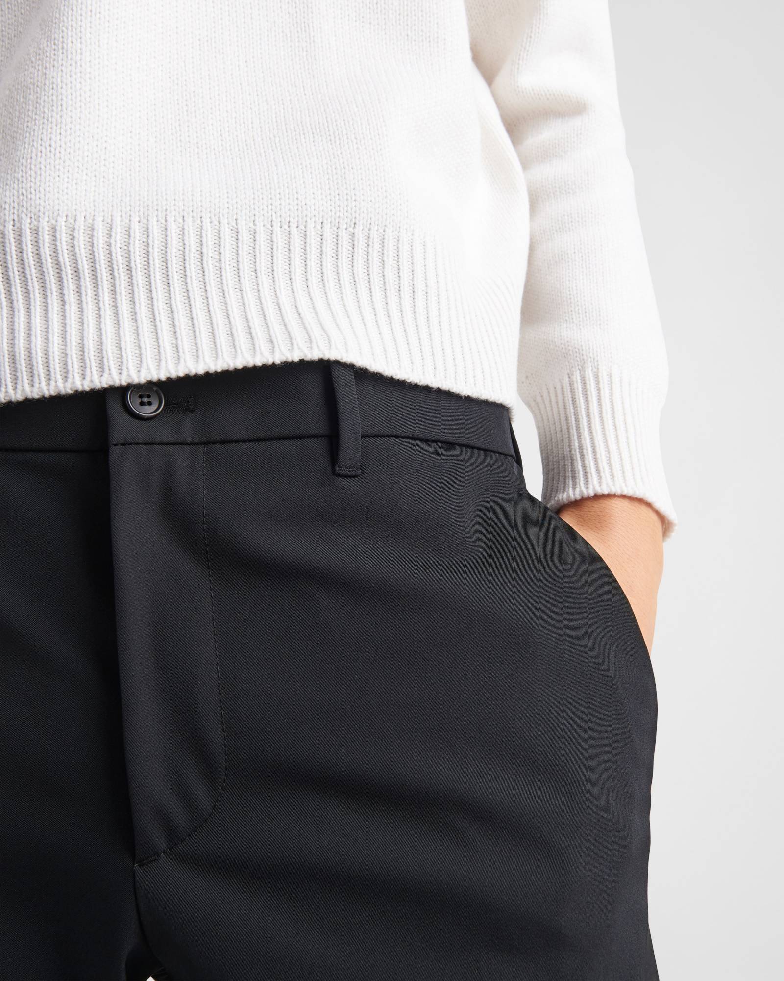 Prada Mens Black Slim-fit Straight-leg Woven Trousers In Black
