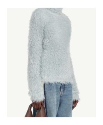 Mm6 Maison Margiela Faux Fur Turtleneck Jumper In Blue