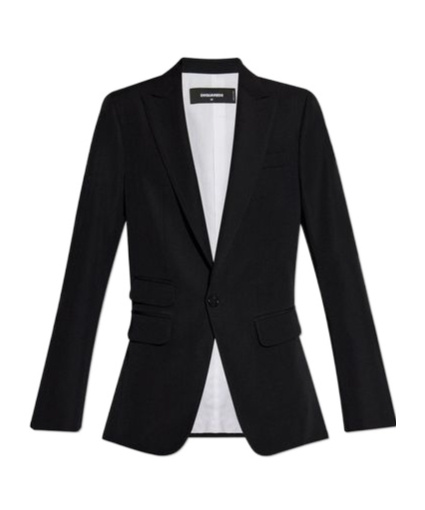 Dsquared2 Long-sleeved Single-breasted Tailored Blazer In Black