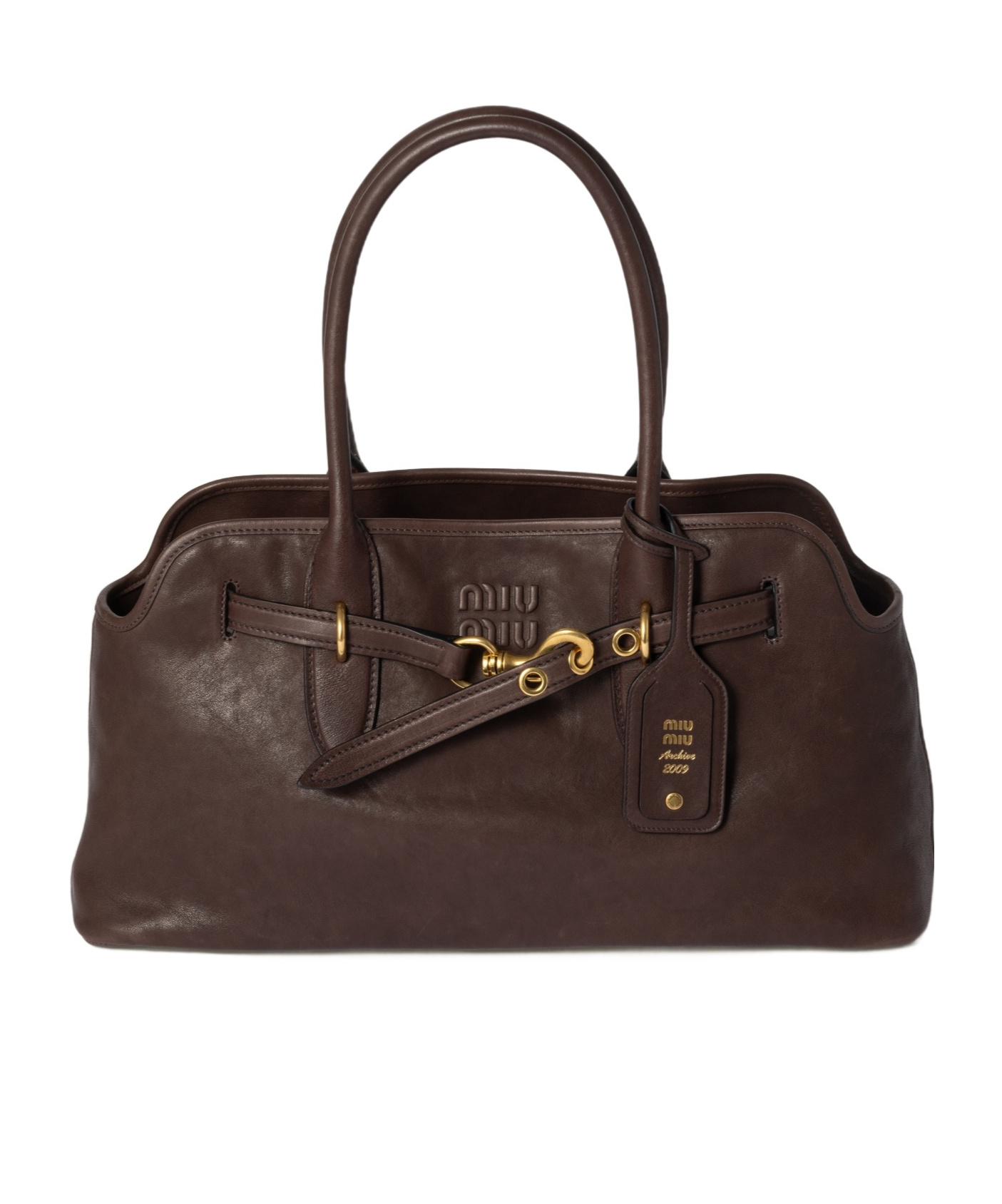 Miu Miu Lamb Leather Shoulder Bag In Brown
