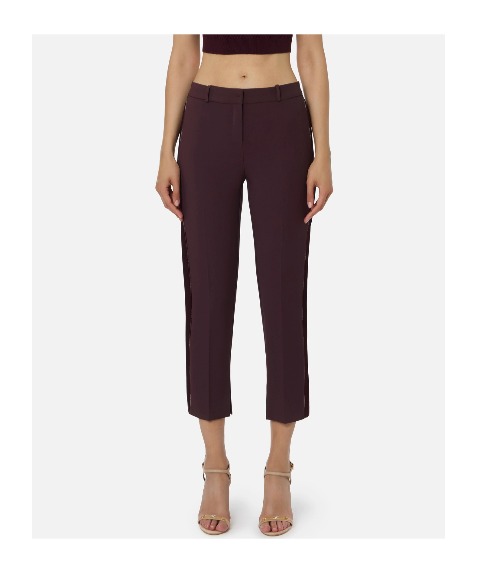Elisabetta Franchi Side-stripe Split-hem Trousers In Purple