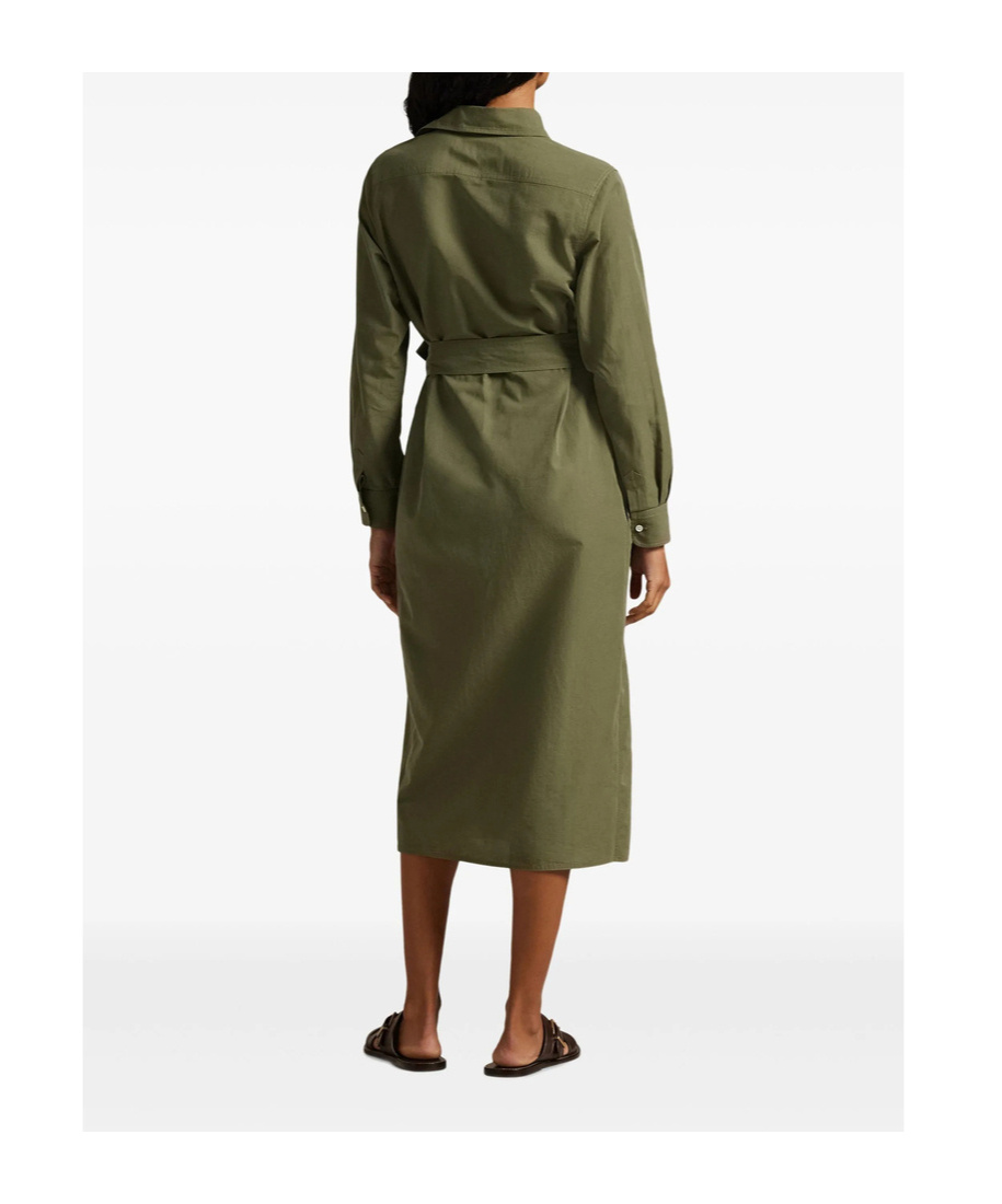 Polo Ralph Lauren Polo Pony Belted Shirt Dress In Green