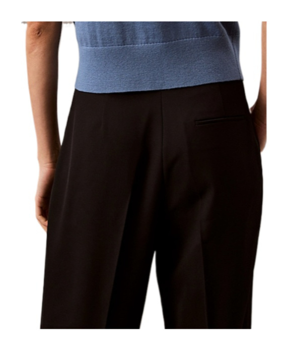 Shop Calvin Klein Soft Crepe Pleated Trousers In Black