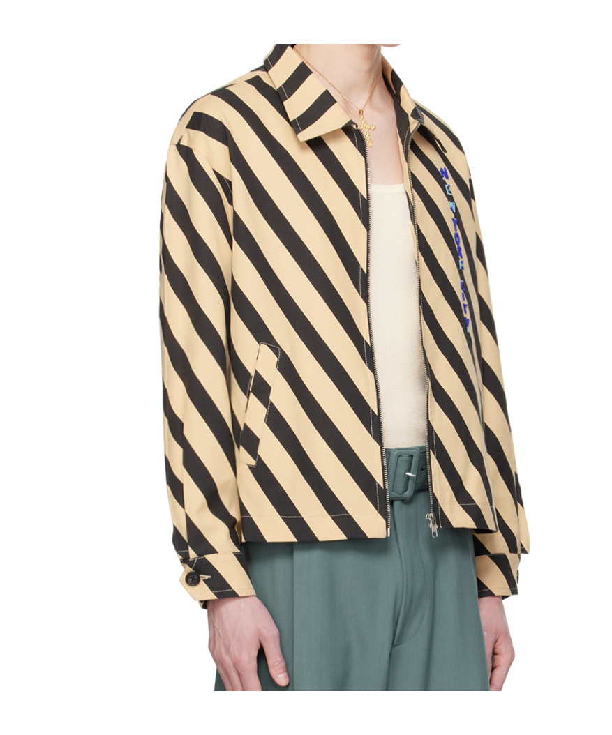 Bode Domino Stripe Jacket In Neutral