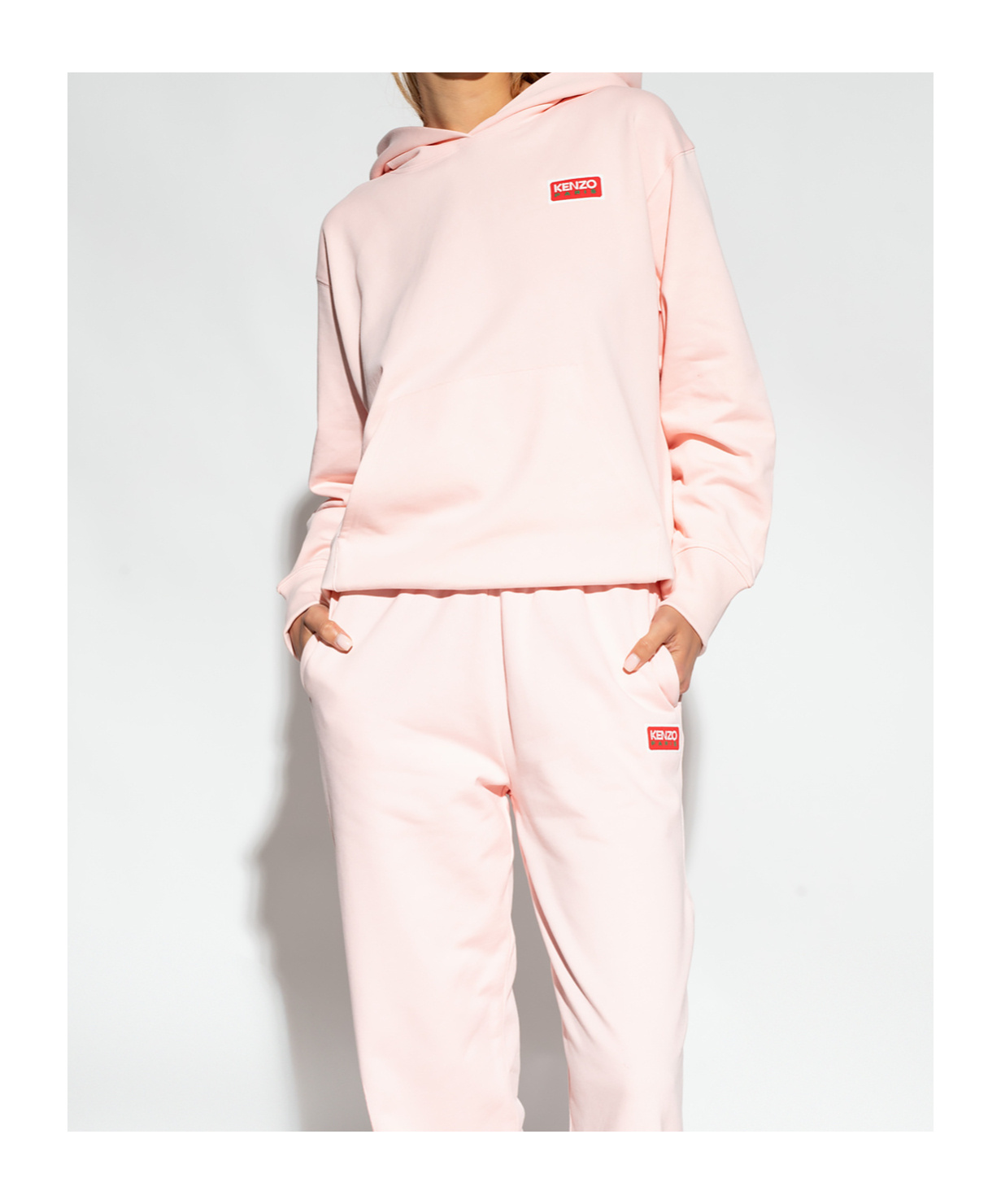 Kenzo Logo-embroidered Cotton Hoodie In Pink