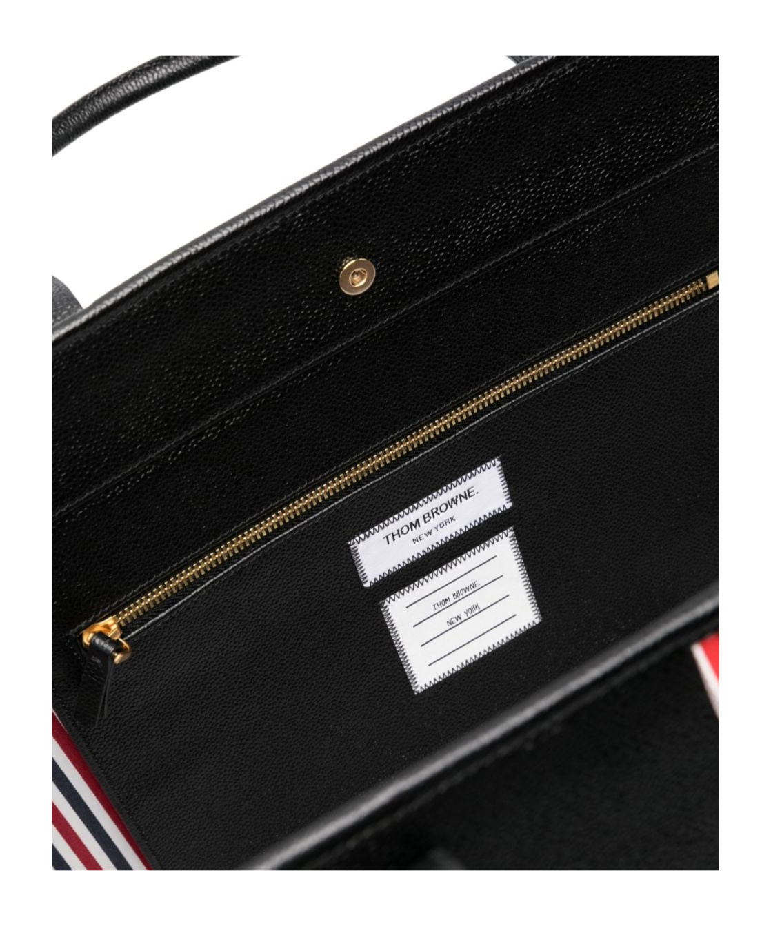 Thom Browne 4-bar Leather Tote Bag In Black