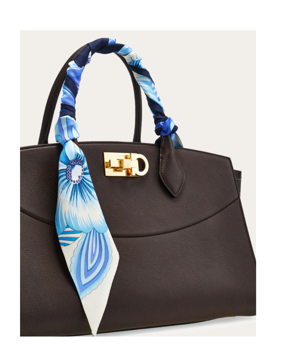 Ferragamo Brezza Print Silk Bandeau In Blue