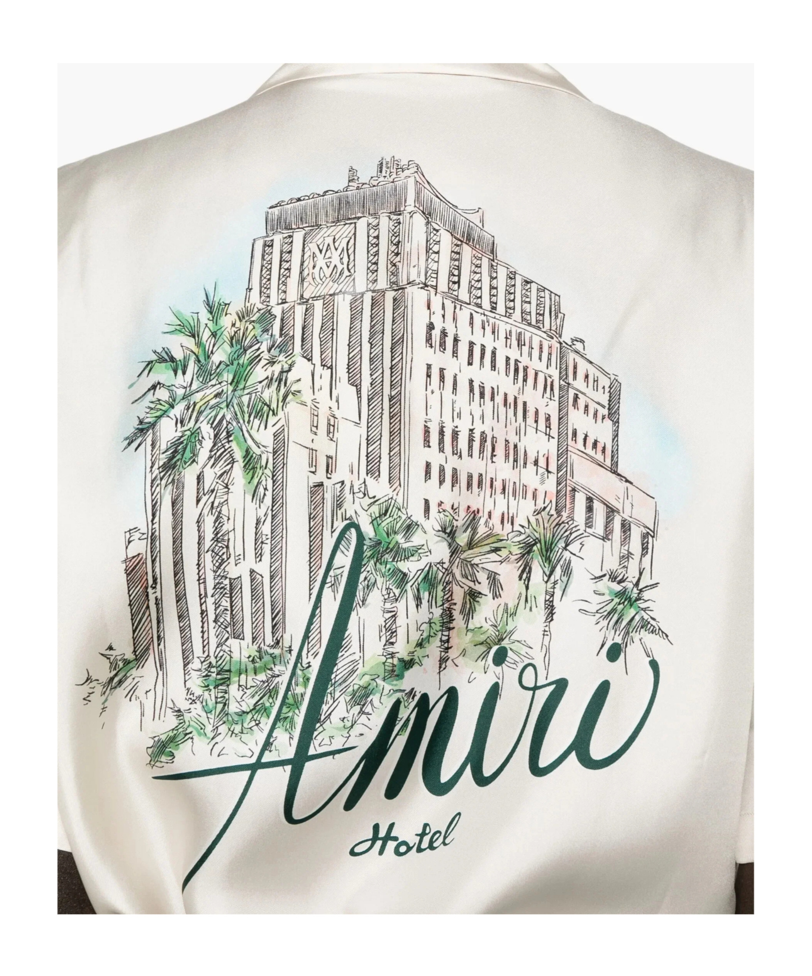 Amiri Convertible-collar Logo-print Silk-twill Shirt In Neutral