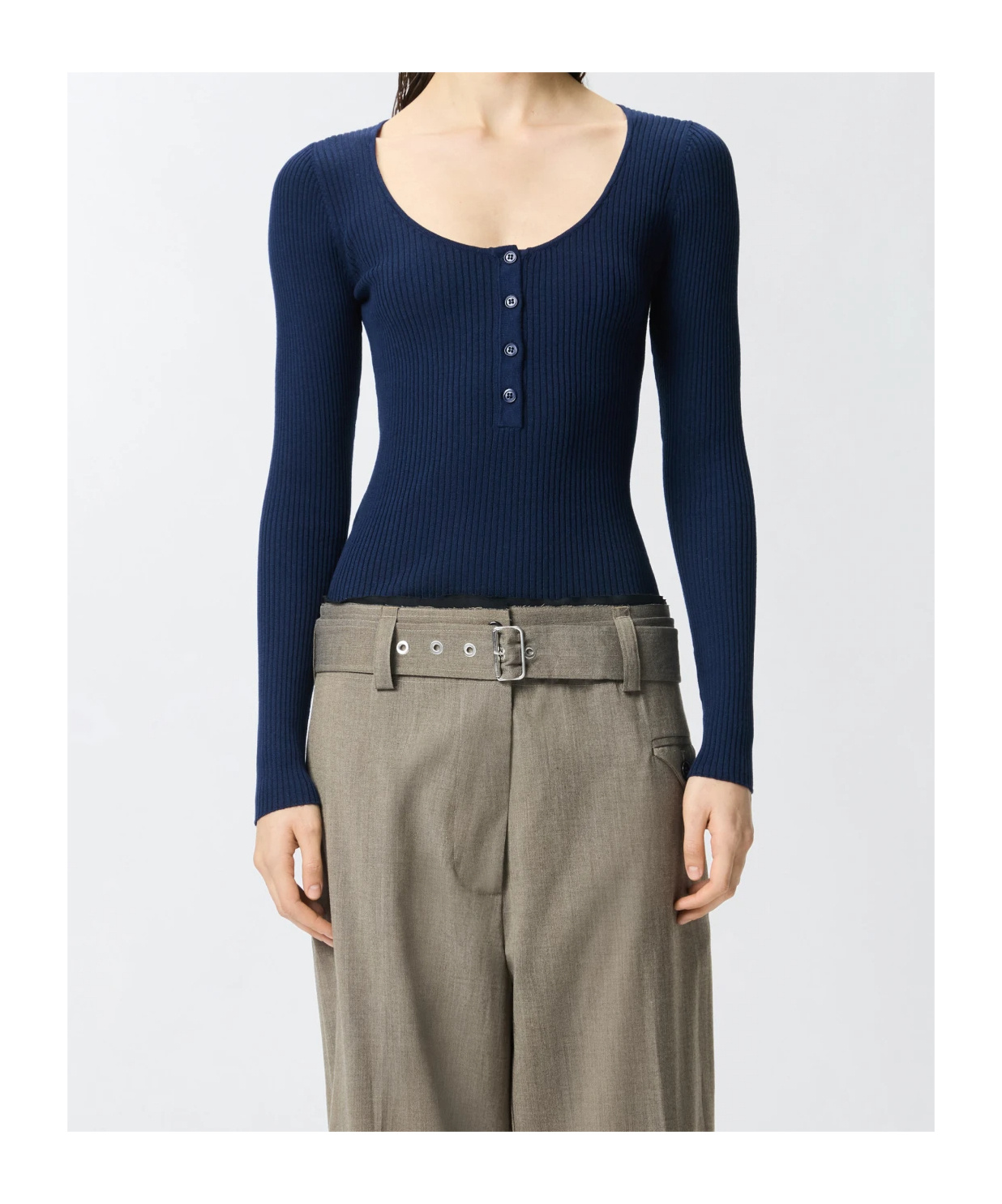 Pinko Love Birds-logo Ribbed Top In Blue