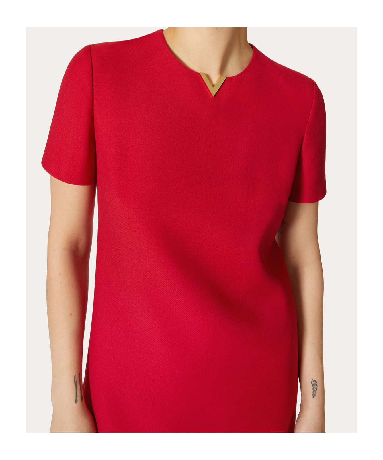 Valentino Crepe Couture Short-sleeved Mini Dress In Red