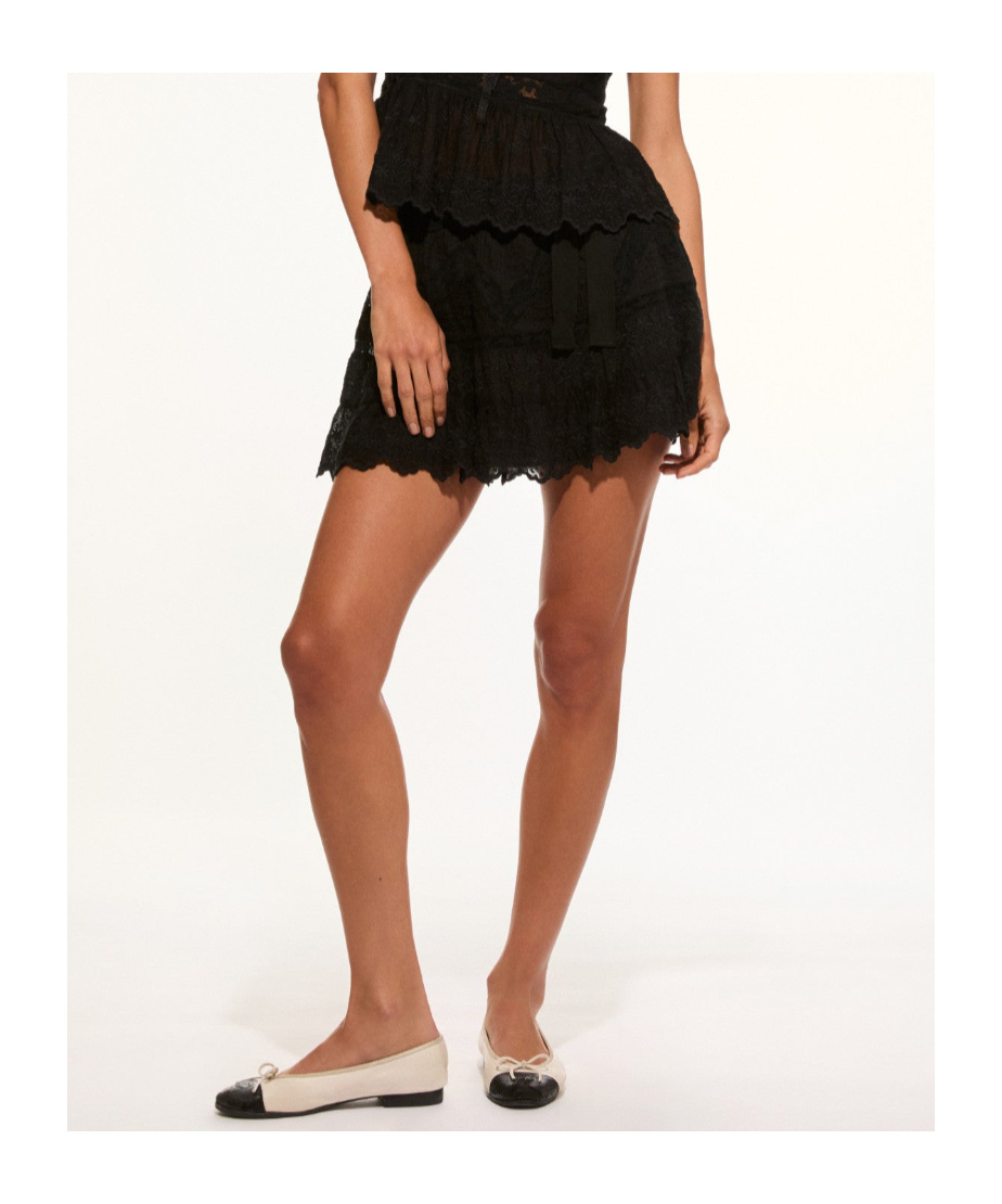 Loveshackfancy Nerina Cotton Lace Mini Skirt In Black